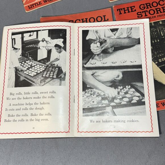 1940s Little Wonder Books Lot Of 6 Firemen Bakery Animal Families Vintage Kids - Picture 13 of 14
